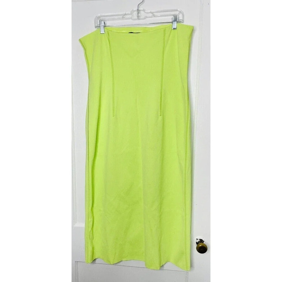 COS Bandeau Midi Bandeau Tube Dress Large Womens Green Party Dopamine Stretch - Picture 2 of 10